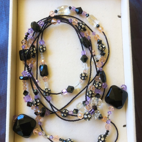 AMY LEINER Long Beaded Lariat Swarovski Crystals - Picture 7 of 7